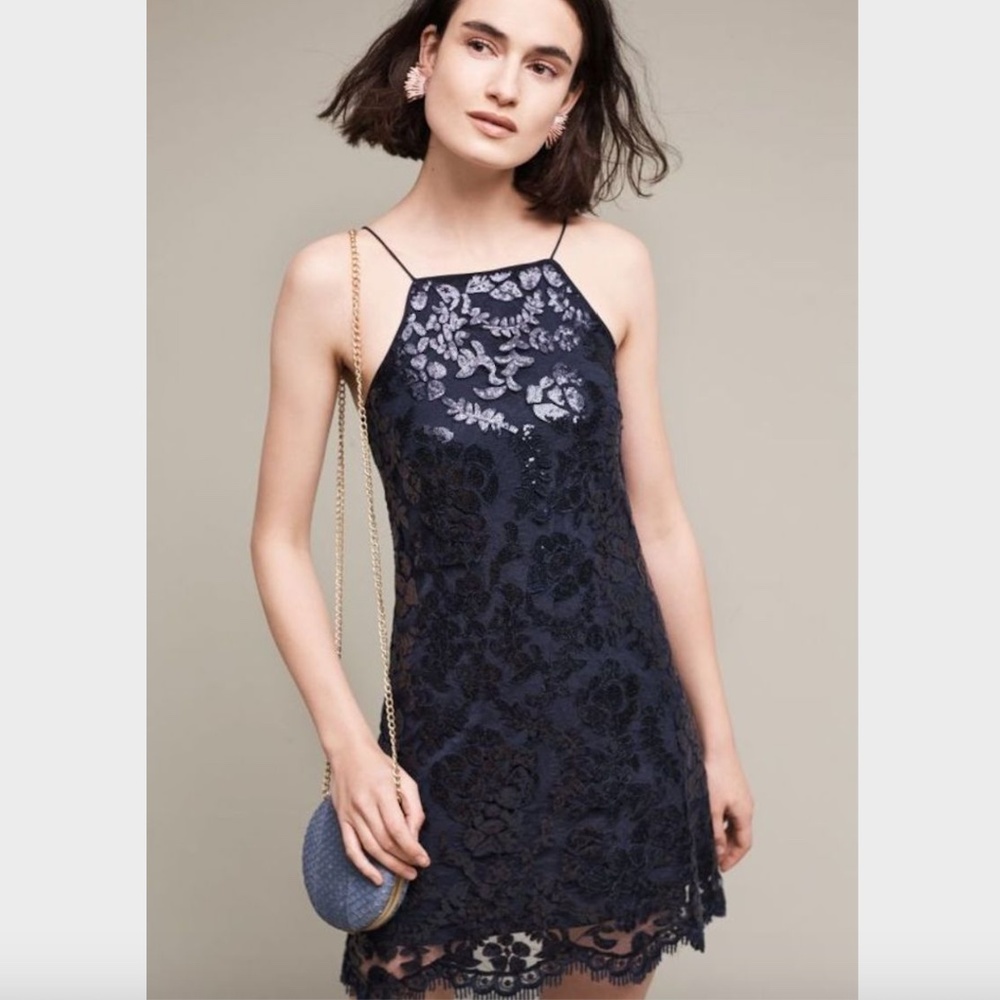 Anthropologie Poisat Sequined Halter Dress